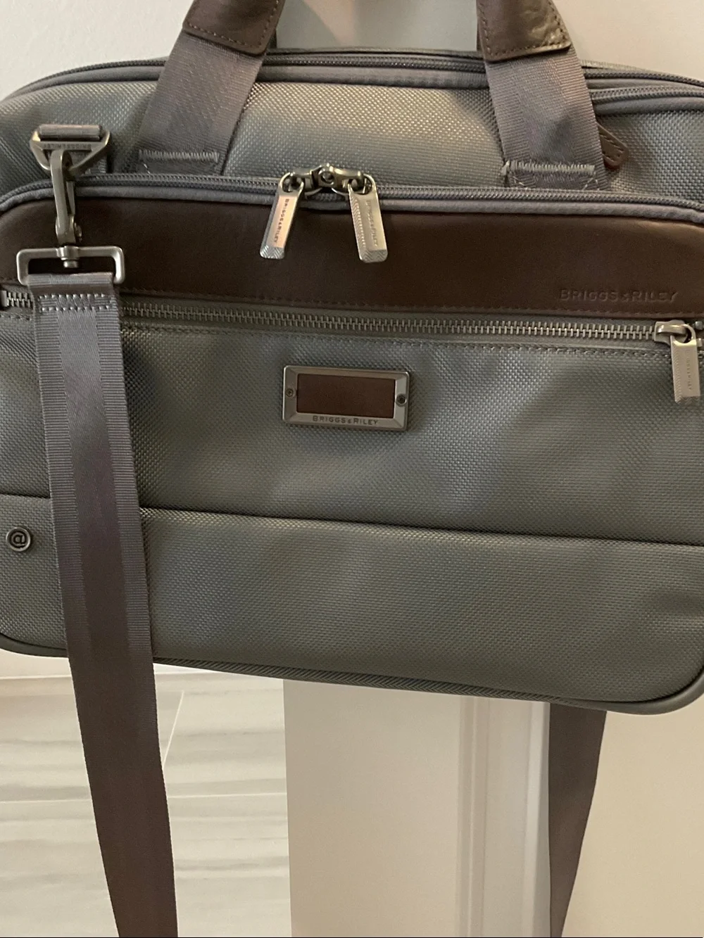 Briggs & Riley Gray and Brown Men's Laptop Briefcase